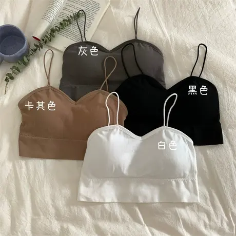 短款吊带背心女内搭露脐紧身显瘦秋季带胸垫辣妹性感外穿无袖上衣图片