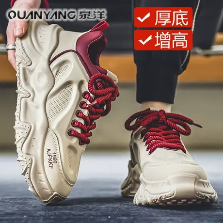 莆田男鞋春季2024新款潮流青少年厚底运动休闲跑步内增高老爹潮鞋商品大图