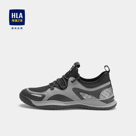 HLA/海澜之家运动风休闲鞋圆头系带轻便透气时尚撞色耐磨男鞋商品大图