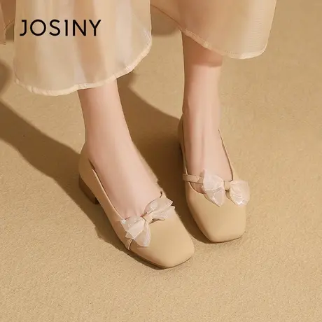 Josiny/卓诗尼气质仙女蝴蝶小皮鞋2023夏秋新款时尚配裙子妈妈鞋商品大图