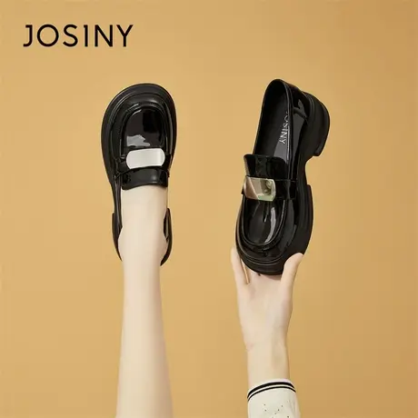 Josiny/卓诗尼jk鞋子厚底乐福鞋女2024春新款一脚蹬单鞋粗跟女鞋商品大图