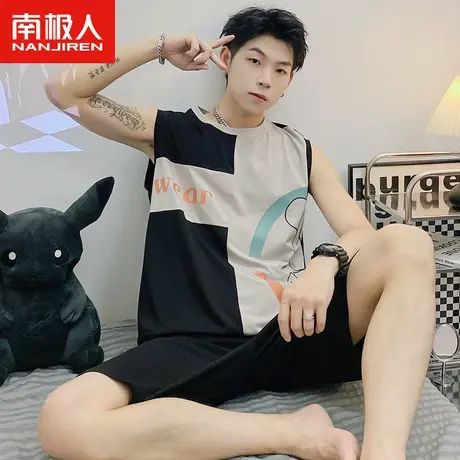 南极人男士睡衣夏季莫代尔卡通青少年背心2023年新款无袖薄款套装商品大图