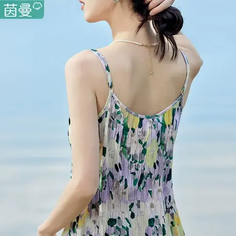 茵曼官方旗舰店碎花裙吊带裙女2023夏季新款油画裙子连衣裙连身裙图片