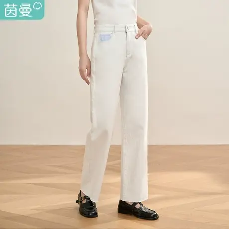 【商场同款】茵曼2023春女装新款时尚通勤纯棉斜纹肌理宽松九分裤图片