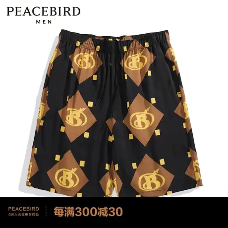 太平鸟男装满印运动中短裤男潮B1GNC3237商品大图