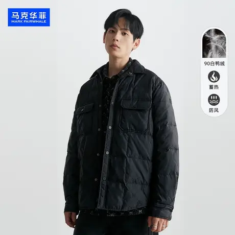 马克华菲冬季新款经典老花衬衫式羽绒服短款白鸭绒保暖外套上衣潮商品大图
