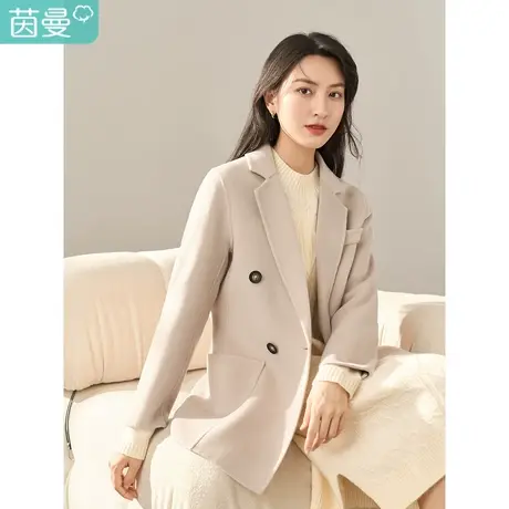 【商场同款】茵曼冬女装新款经典翻驳领设计宽松休闲纯色外套图片