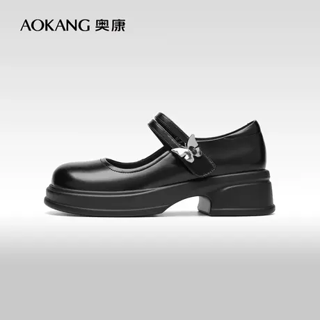 【门店发货】奥康女鞋 2024春季新款甜美玛丽珍单鞋一字扣jk皮鞋图片