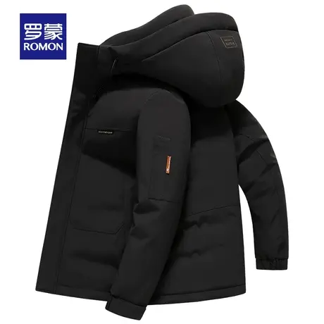 【石墨烯】罗蒙蓄热羽绒服男短款连帽新款秋冬季加厚保暖鸭绒工装图片