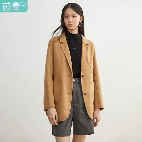 茵曼绵羊毛西装式呢子大衣女女2023年冬季新款通勤休闲毛呢短外套图片