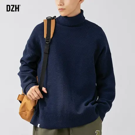 青少年毛衣男款2023新款可翻高领打底衫男冬季针织衫男士保暖上衣商品大图