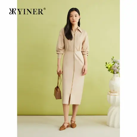【醋酸系列】YINER音儿春季法式优雅海鸥领衬衫连衣裙图片