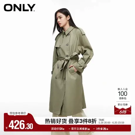 ONLY奥莱夏季简约宽松翻领双排扣长袖中长款外套女图片