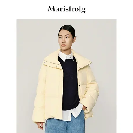 【商场同款】玛丝菲尔冬季新款杏仁色茧型宽松短款羽绒服商品大图