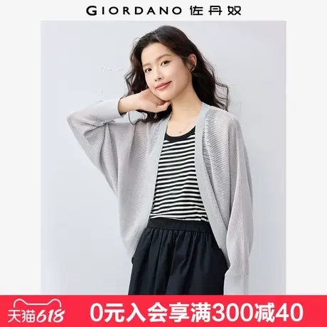 佐丹奴淡人穿搭女25新款针织衫慵懒无扣镂空宽松针织上衣13355205商品大图