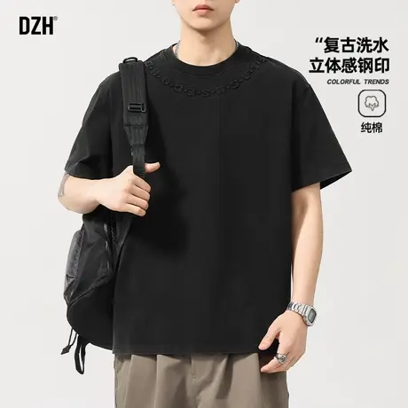 青少年黑色短袖男款夏季男装潮男衣服男2025新款爆款半袖t恤宽松商品大图