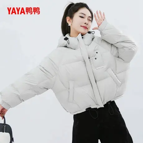 【鸭鸭甄选】短款羽绒服女2024冬季反季加厚连帽时尚保暖外套J商品大图
