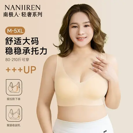 大码内衣女胖mm大胸显小聚拢收副乳无钢圈无痕冰丝夏季薄款文胸罩商品大图
