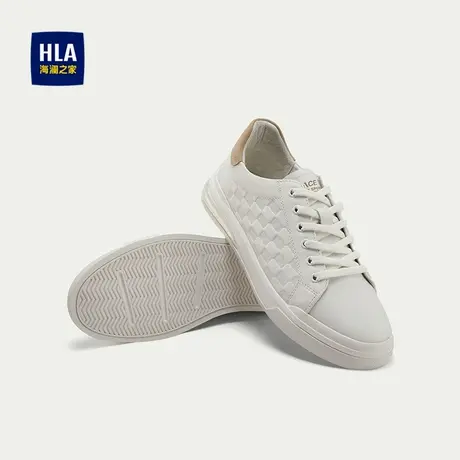HLA/海澜之家抽绳系带休闲鞋印花头层牛皮耐磨鞋底圆头透气鞋子男商品大图