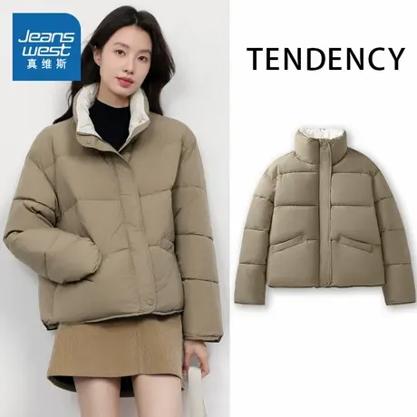 KHV真维斯加厚棉服女短款面包服夹棉冬季新款小个子外套棉衣棉袄商品大图