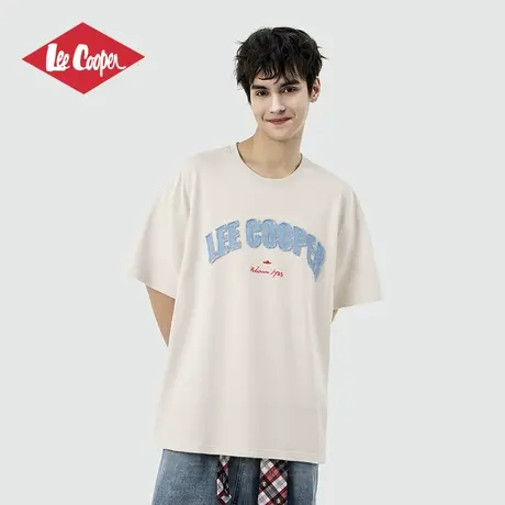 Lee Cooper/李库珀 牛仔刺绣贴布字母印花短袖T恤男夏季情侣上衣商品大图