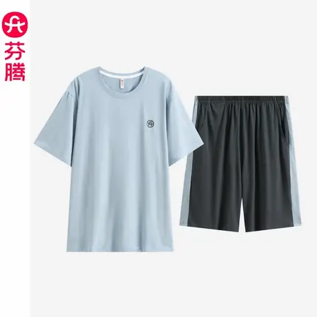 芬腾睡衣男士夏季纯棉套头薄款宽松可外穿短袖短裤套装夏天家居服商品大图