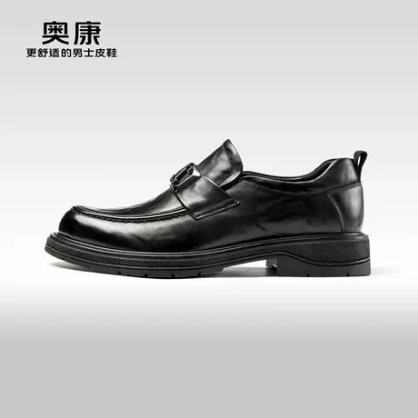 Aokang奥康 秋季新款 时尚真皮舒适圆头厚底商务正装男鞋商品大图
