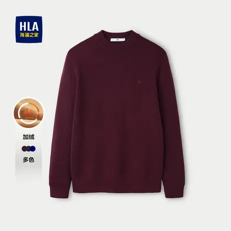 HLA/海澜之家时尚长袖针织衫秋冬半高领加绒修身保暖毛衣男商品大图