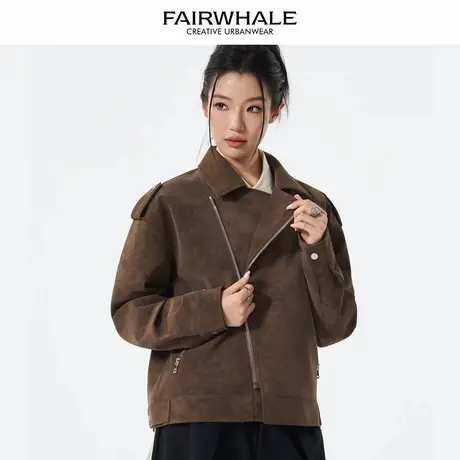 马克华菲美式复古机车服外套女2025新款春秋宽松休闲百搭情侣上衣图片