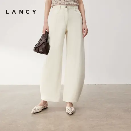 [朗姿奥莱]LANCY/朗姿2024年春新款白色三醋酸直筒牛仔裤宽松休闲商品大图