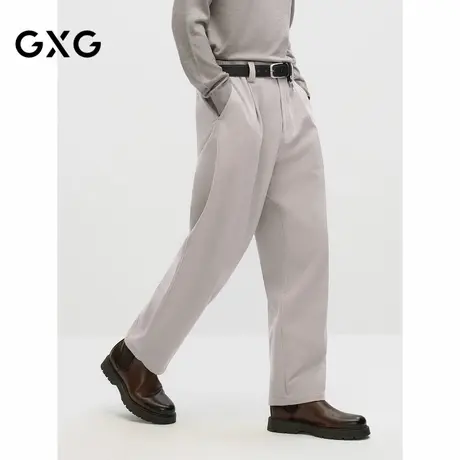 【X】GXG男装轻磨毛灰色休闲裤宽松锥形长裤男舒适裤子2024秋季品商品大图