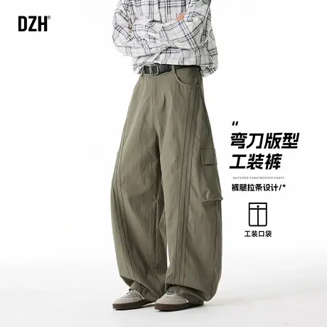 青少年美式潮牌弯刀裤男秋季裤子工装裤伞兵裤2025新款男裤休闲裤商品大图
