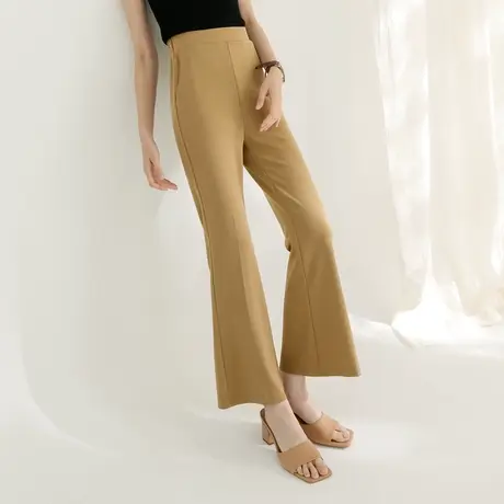 桔熊春秋季通勤修身微喇裤子女弹力高腰显腿长裤胖妹妹大码BA7273图片