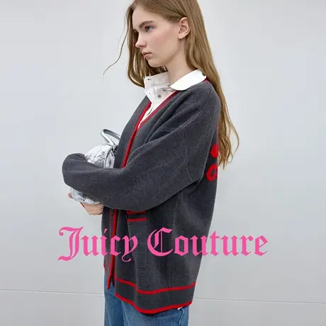 【含绵羊毛】Juicy Couture橘滋外套女25年秋季新款提花针织开衫商品大图