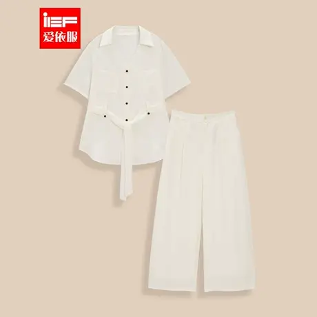 IEF/爱依服【大码女装】2025夏季新款文艺知性气质通勤风上下套裤图片
