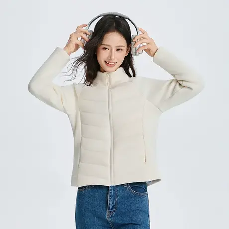 雅鹿轻薄修身羽绒服女2025新款冬季运动拼接短款立领百搭女士外套商品大图