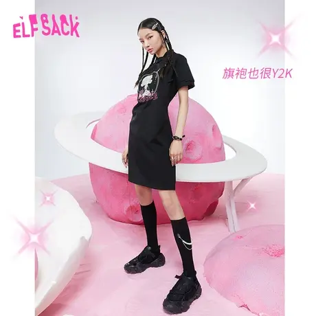 【新款】妖精的口袋刺绣印花立领改良旗袍2023秋季a字短袖连衣裙图片