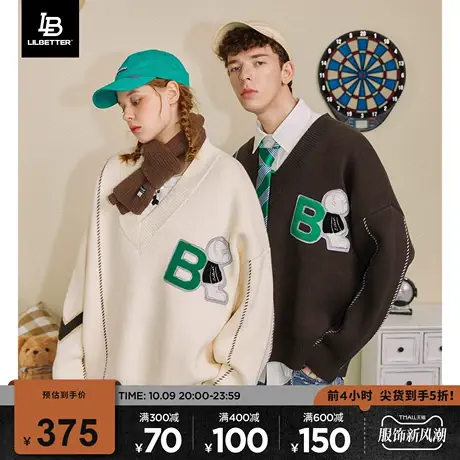 Lilbetter小熊情侣毛衣潮流宽松针织衫港风慵懒毛线衣男士线衫LB商品大图