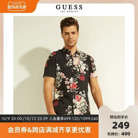 GUESS 男士复古潮流短袖衬衫-M2GH09WD4Z2商品大图