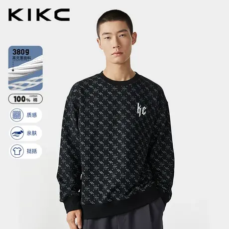 kikc卫衣男2023秋冬新款商场同款满印设计立体字母刺绣宽松卫衣图片