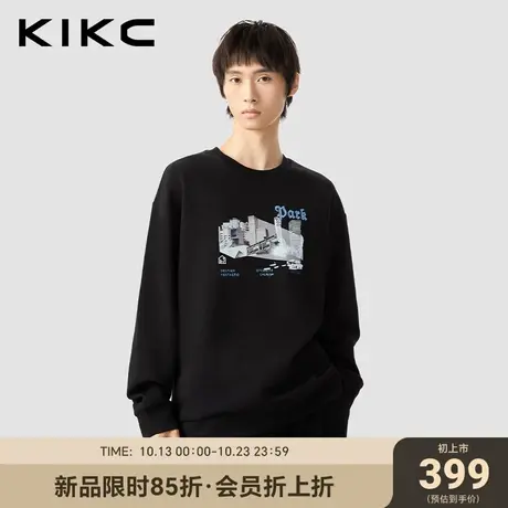 kikc卫衣男2023秋冬新款商场同款艺术图案印花高端潮流长袖套头衫图片