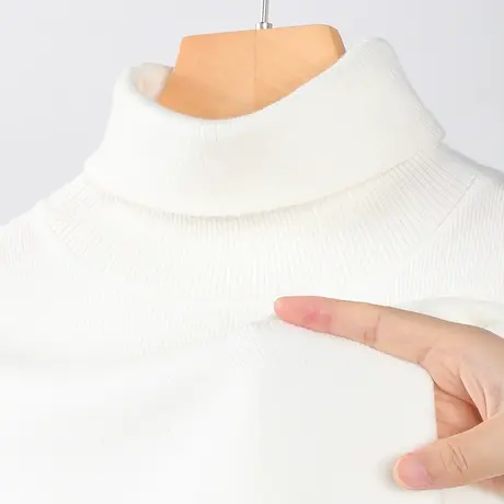 ZR真维斯高领针织打底衫女2023秋冬季新款上衣白色小个子内搭毛衣图片