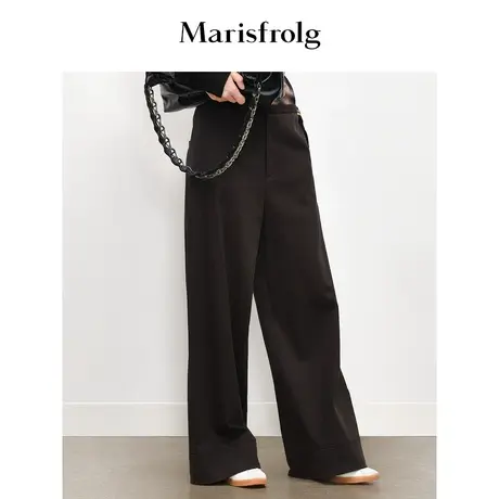【商场同款】玛丝菲尔秋季新款女装咖色简约风通勤阔腿裤商品大图