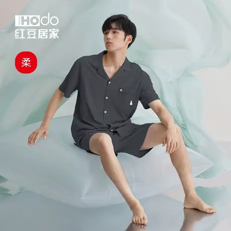 红豆居家服男士睡衣棉春秋长袖家居服可外穿大码薄款夏季短袖套装商品大图