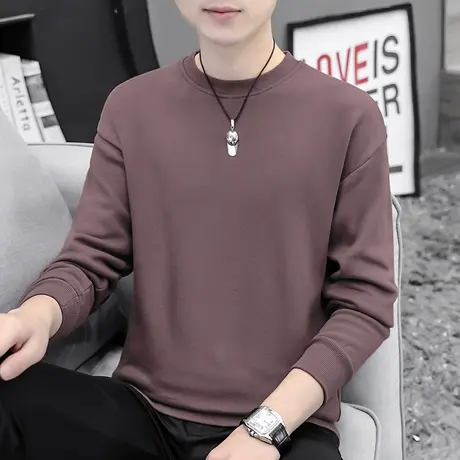 男士卫衣2024新款潮流帅气无帽衫套头圆领宽松加绒秋季长袖t恤男商品大图