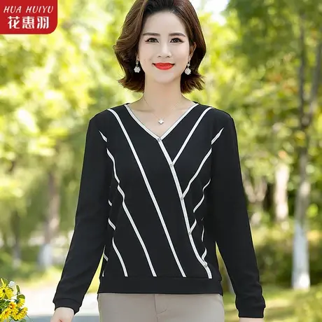 2022早秋妈妈T恤女洋气高贵小衫中老年女装秋装休闲时髦时尚上衣商品大图