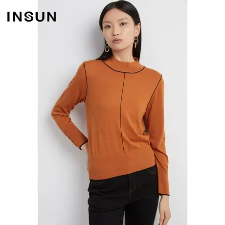 恩裳奥莱春季秋季撞色夹牙条休闲百搭羊毛毛织衫图片