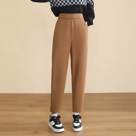 松紧腰休闲裤女小个子2023新款时尚遮肉显瘦哈伦裤百搭九分萝卜裤图片