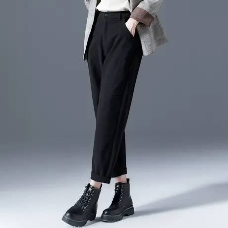 黑色裤子哈伦裤女2024新款休闲裤宽松九分老爹萝卜裤春秋大码女裤商品大图