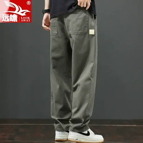 夏天裤子男款夏季纯棉潮牌显瘦宽松直筒阔腿美式工装男士休闲长裤商品大图